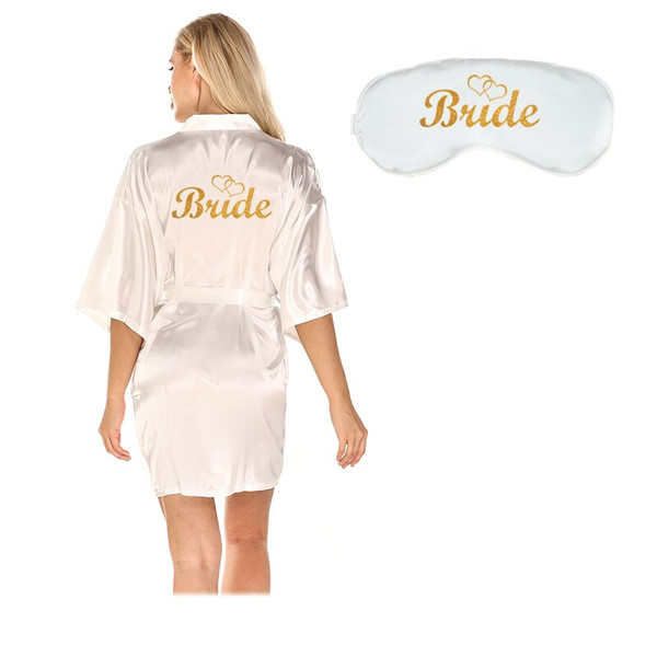 Rejea 4pc set of bride robe eyemask slippers sash bridesmaid wedding bridal party Bachelorette bathrobe getting ready robes
