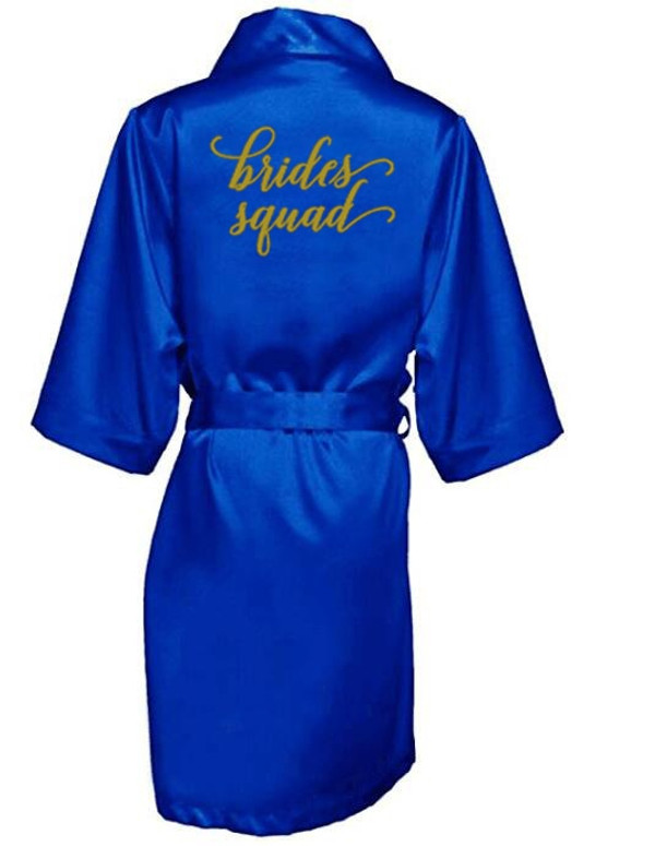 Rejea Satin Silk Robes Plus Size Wedding Bathrobe Bride Bridesmaid Mother Maid of Honor Gown Women Clothing Sleepwear Royal blue