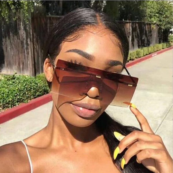 Rejea Oversized Rimless Sunglasses Fashion Women Metal Gradient Sun glasses Luxury Lady Sunglass Eyewear UV400 Shades gafas de sol
