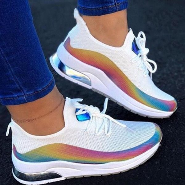 Rejea Women Colorful Cool Sneaker Ladies Lace Up Vulcanized Shoes Casual Female Flat Comfort Walking Shoes Woman Fashion