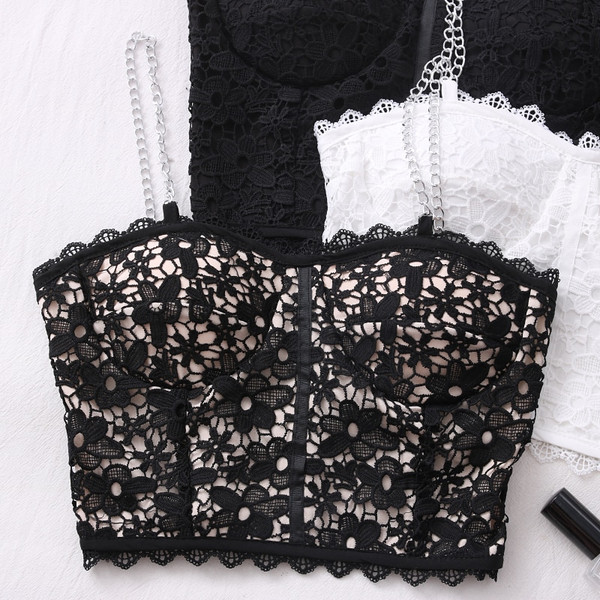 REJEA  Cropped Camisole Lace Crop Tops Women Tank Tops Slim Basic Camisole Feminino Ladies Shirt Vest