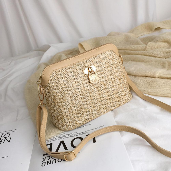 Rejea Summer Straw Crossbody Bags For Women 2021 Handmade Woven PU Leather Boho Bag Female Summer Beach Holiday Bohemia Shoulder Bags