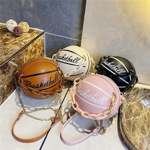 Rejea Personality Female Leather Basketball New Ball Purses for Teenagers Women Shoulder Bag Crossbody Chain Hand Bags