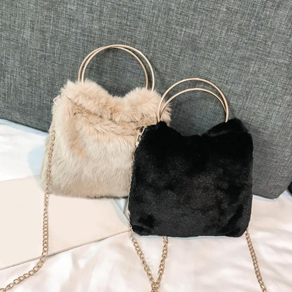 Rejea Shoulder Bag Fluffy Soft Shoulder Handbags Women Autumn Shopping Totes Plush Messenger Bag Leisure Daily