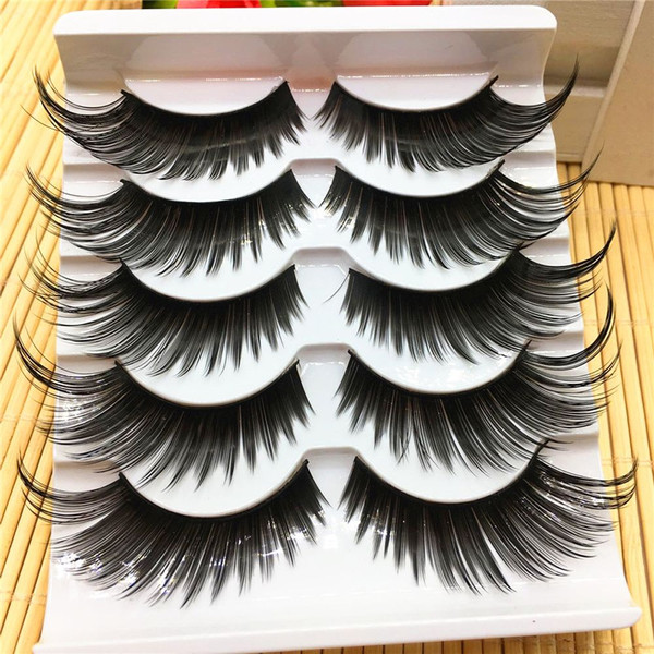 Rejea 5Pairs/Set Charming Black False Eyelashes Very Exaggerated Thick Long Black Eye Lashes Daily & Party Makeup Extension Tools