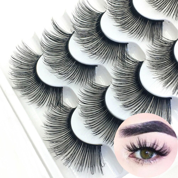 Rejea 5 Pairs 3D Faux Mink Hair False Eyelashes Natural Long Wispies  Flared Lashes Handmade Eye Lashes Extension Eye Makeup Tools