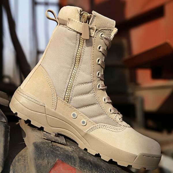 Rejea Fashion Men Boots Winter Outdoor Leather Military Boots Breathable Army Combat Boots Plus Size Desert Boots Men Hiking Shoes385