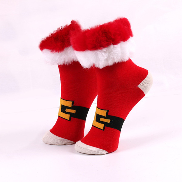 Women Girls Christmas Red Socks Soft Plush Fluffy Socks Thicken Warm Socks Female Winter Fur Fleece Lined Slipper Socks Female