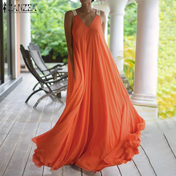REJEA Vintage Long Maxi Dress Plus Size Womens Summer Sundress Casual Sleeveless Robe Femme Elegant Long Tanks Vestidos 7