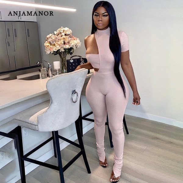 Rejea Sexy Women Jumpsuits and 2 Piece Pant Sets Club Wear Fashion Asymmetric Hollow Out Bodycon Romper Spring 2021 D85-CE31