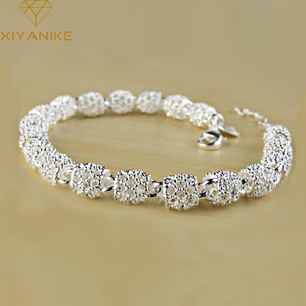 Rejea 925 Sterling Silver Creative Fashion Bracelet for Women Wedding Couple Simple Geometric Paert Jewelry Prevent Allergy