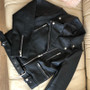 Rejea New Women Spring Autumn Black Faux Leather Jackets Zipper Basic Coat Turn-down Collar Motor Biker Jacket With Belt