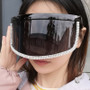 Rejea Oversized Shield Sunglasses For Women New Luxury Brand Clear Crystal Shiny Sun Glasses Female Chic Black Sunscreen Eyewear