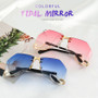 Rejea New Irregular Rimless Sunglasses Women Brand Designer Alloy Frame Oversize Gradient Sun Glasses Fashion Female Clear Shades