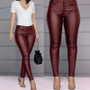 Rejea Spring Women Pu Leather Pants Black Sexy Stretch Bodycon Trousers High Waist Long Casual Pencil S-3XL Winter