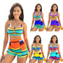 Rejea Women Summer Print Two Piece Bathing Suit Outfits Beachwear Swimsuit Crop Top Biker Shorts Sexy bikini Matching Sets