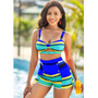 Rejea Women Summer Print Two Piece Bathing Suit Outfits Beachwear Swimsuit Crop Top Biker Shorts Sexy bikini Matching Sets