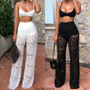 Rejea  New Women Lace 2 Piece Set Crop Top and Long Pants Bodycon Outfits Long Beach Jumpsuit Ladies Fashion Sexy Sets