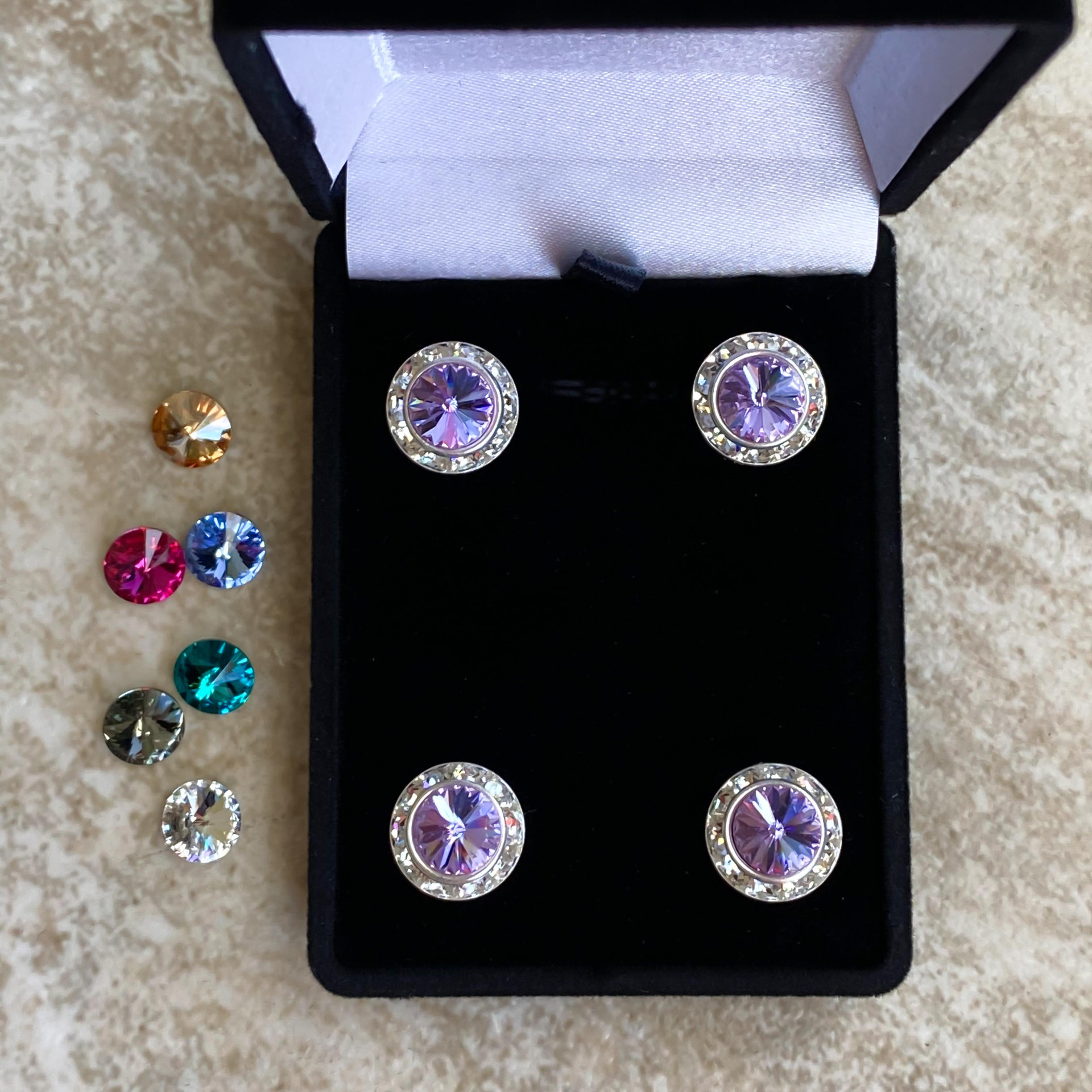 Jet Black Magnetic Number Pins For Horse Shows With Rivoli Crystals - In Gate Impressions