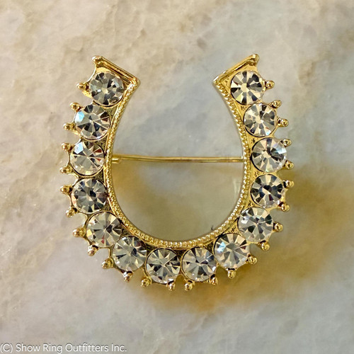 Large Gold Horseshoe Brooch Pin