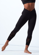 Bloch 7/8-Tanz-Leggings mit Floriade-Mesh Schwarz Vorderseite [Schwarz]