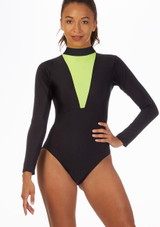 Alegra Fuse langärmliger Tanzbody Schwarz-Gelb Vorderseite [Schwarz]