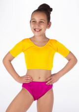 Alegra glänzendes Mädchen Tanz-Crop-Top Odele Gelb Hauptsächlich [Gelb]