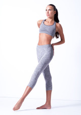 Move Dance bauchfreies Sport- & Tanz-Top Rufina - Nahtlos - Grau Grau Vorderseite 2 [Grau]