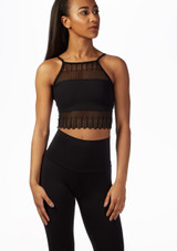 So Danca Tanz-Crop-Top mit Wellensaumspitze Schwarz Vorderseite [Schwarz]