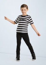 Weissman Boy's Jailhouse Rock T-Shirt Schwarz-Weiß Vorderseite 2 [Schwarz]