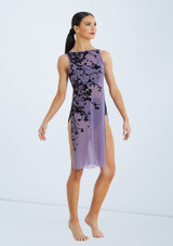 Weissman Flocked Mesh Midi Overdress Violett Vorderseite [Violett]