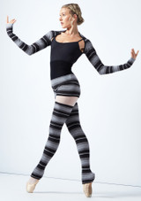 Move Dance Schulterwärmer Orchid aus gestreiftem Strick Grau Vorderseite 2 [Grau]