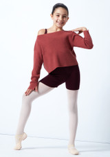 Move Dance bauchfreier Teen Tanz-Pullover Blush aus Rippstrick Himbeere Vorderseite 2 [Rosa]