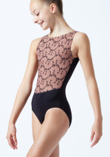 Ballet Rosa bestickter Teen Ballettanzug mit Tank-Trägern Karamelle Vorderseite [Braun]
