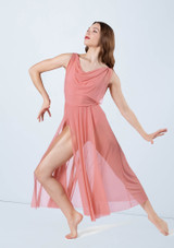 Weissman Double Cowl Mesh Maxi Dress 2 [Rosa]