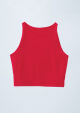 Weissman Cotton High Neck Crop Top Red [Red]