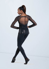 Weissman Long Sleeve Sequin Mesh Top Schwarz 2 [Schwarz]