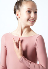 Move Dance Teen langärmliger Ballettanzug Camille Rosa Close-up der Vorderseiete [Rosa]