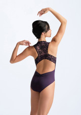 Ballet Rosa Ballett-Trikot Ginger mit Rücken aus Spitze Dunkelviolett Rückseite [Violett]