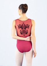 Ballet Rosa besticktes Ballett-Trikot Crystale - Schwarz & Grau Granat Rückseite [Rot]