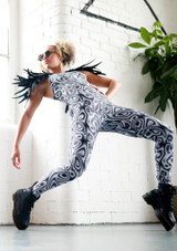 Move Dance Onyx Cross Back Unitard - Dimensionen DIM Vorderseite 2 [Gemustert]