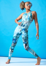 Move Dance Onyx Cross Back Unitard - Pazifik PAC Vorderseite 2 [Gemustert]