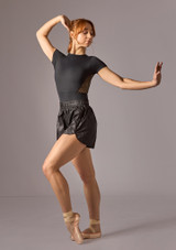 Move Dance Nichelle Wärmespeichershorts Schwarz Front 3 [Schwarz]