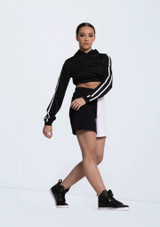 Weissman Striped Sleeve Cropped Hoodie