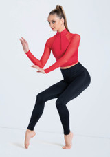 Weissman Zip Front Long Sleeve Crop Top