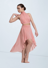 Weissman Shirred Power Mesh Crop Top Petal [Rosa]