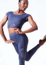Move Dance Zorya Crop Top mit Flügelärmeln Vorderseite [Blau]