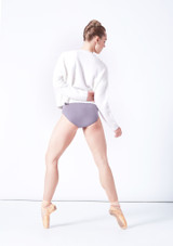 Move Dance Leona Flauschiger V-Ausschnitt-Pullover Weiß Rückseite [Weiß]