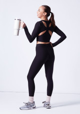 Move Dance Adalia Geripptes Cutout-Langarm-Top