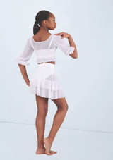 Weissman Mesh Peasant Crop Top Weiß [Weiß]